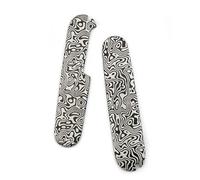 Aibote 1 Pair Damascus Pattern Titanium Alloy Handle Scales Handles Patch DIY Tool Replacement Grips Fit for 91mm Victorinox Swiss Army Knife