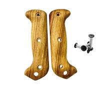 Aibote 1 Pair Natural Yellow Pear Wood Handle Scales Handles Patch DIY Tool Replacement Grips Fit for Ka-Bar Becker BK2 Companion BK9 with 3 Sets of Screws