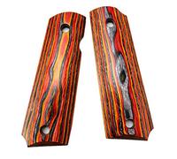 Aibote 3D Color Flame Pattern Wood Full Size 1911 Handgun Gun Grips Pistol Knife Custom DIY EDC Handles Material fits Most Commander,Standard & Government 1911 Models(Each is Unique)