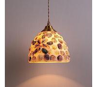 AIBOTY Mini Pendant Light with Handcrafted Mosaic Sea Shell Glass Shade Modern Vintage Ceiling Hanging Light for Kitchen Island Dining Room Bedroom Bedside Entryway,A