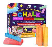AIBULO 10-Pack Jumbo Chalks for Kids - Extra Large Chunky Washable Sidewalk Chalk Sticks - Bright Outdoor Pavement Playground Drawing Chalk - Non-Toxic Driveway Garden Summer Toys for Children Aged 3+
