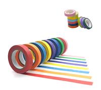 AIBULO 10 x Rainbow Washi Tape 5m Pastel Sticky Paper Masking Adhesive Decorative Tape for Arts, Crafts, Journals, Scrapbooking, Card Making, Gift Wrapping