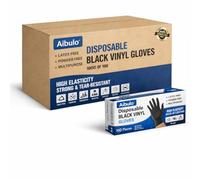 AIBULO 1000 Black Disposable Gloves Medium | Vinyl Gloves Latex Free & Powder Free | Strong Protective Gloves for Food Prep, Cleaning, Hair Dye, Mechanic & Medical Use | Small Size (10 Boxes of 100)