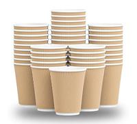 AIBULO 12oz Kraft Ripple Disposable Cups Pack of 25 - Insulated Hot Drink Cups for Coffee, Tea, Espresso, Latte | Eco-Friendly Recyclable Takeaway Cups for Home, Office & Events