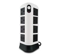 AIBULO 16 Gang Power Tower Extension Lead with 2 USB-C & 2 USB-A Ports, Surge Protected Multi Plug Socket Strip, 3250W Vertical Extension with Dual Switches, 1.8M Cable, Flame Retardant - UK Plug