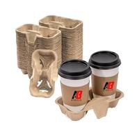 Aibulo 2 Cup Tray Holder Eco-Friendly Carrier for Your Drinks - Sturdy Construction, Easy Handling, and Environmentally Conscious Design - Perfect for Coffee Shops, Parties (20)