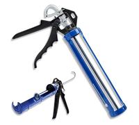 AIBULO 2 Pack Blue Heavy Duty Caulking Guns - Professional Skeleton Sealant Applicators for 310ml Cartridges with Rotating Barrel, No-Drip Flow Stop, Ergonomic Grip & Built-in Puncture Tool