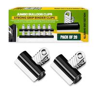AIBULO 20 Jumbo 70mm Bulldog Clips Black - Heavy-Duty Metal Binder Clips for Paper, Documents & Files - Strong Grip Large Paper Clips for Office, School & Home Organization