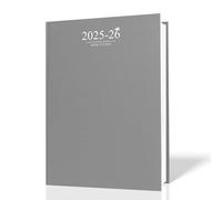 Aibulo 2025-2026 A4 Academic Diary Grey - Week to View Student & Teacher Planner - August 2025 to July 2026 - Hardcover Organizer with Ribbon Marker - Notes, Goals & Timetable Sections