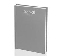 Aibulo 2025-2026 Academic Diary - A4 Day per Page Student & Teacher Planner | Hardback Daily Organizer with Ribbon, Notes, Contacts, Reference Pages & Timetables | August 2025 to July 2026 (GREY)