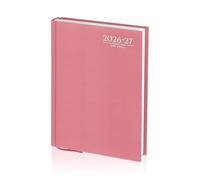 AIBULO 2026-2027 Academic Diary A4 Day A Page Pink Hardback - Daily Planner August 2026 to July 2027, Student & Teacher School Planner, Appointment, Timetable & Study Organiser