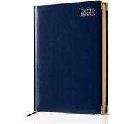 AIBULO 2026 A4 Week to View Diary, Blue Hardback Weekly Planner with UK Holidays, Notes, Contacts, and International Info, Large A4 Organizer for Teachers, Students, and Business Professionals