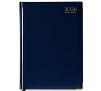AIBULO 2026 A4 Week to View Diary - Blue Hardback Weekly Planner with UK Holidays, Notes & Contacts, International Info - Ideal Organiser for Office, School & Home
