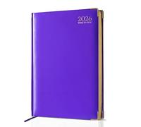 AIBULO 2026 A4 Week to View Diary, Purple Hardback Weekly Planner with UK Holidays, Notes, Contacts, and International Info, Large A4 Organizer for Students, Teachers, and Professionals