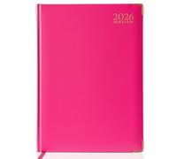 AIBULO 2026 A5 Diary - Week to View | Pink Hardback Weekly Planner | Compact Academic & Office Organiser | UK Holidays | Notes Pages | Global Info | Portable Scheduler for Study & Work