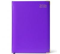 AIBULO 2026 A5 Week to View Diary - Purple Hardback Weekly Planner with UK Holidays, Notes & Contacts, International Info - Compact Organiser for Office, School & Home