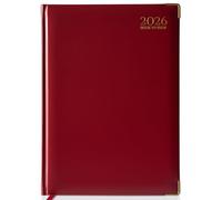 AIBULO 2026 A5 Week to View Diary - Red Hardcover Weekly Planner with UK Holidays, Contacts & Notes Pages | Compact Daily Agenda for Men, Women, Teachers, Students, Office & Personal Use