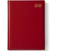 AIBULO 2026 Red A4 Day-A-Page Diary 10-Pack - Hardback Daily Planner & Appointment Organizer with UK Holidays, Notes & Contacts for Home, Office & School