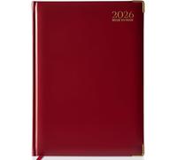 AIBULO 2026 Red A4 Week To View Diary 2-Pack - Hardback Weekly Planner & Appointment Organiser with UK Holidays, Notes & Contacts for Home Office School