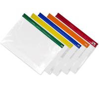 AIBULO 25-Pack A3 Zip Bags | Clear Zipper Wallets with Writable Label Panel & Colour Zip | A3 Document Wallets, Plastic Zip Folders & Storage Pouches for Art, School, Office & Filing