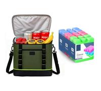 AIBULO 28L Insulated Lunch Bag Cooler with 12 Mini Freezer Blocks | Leakproof Thermal Lunch Box for Adults | Reusable Cool Bag for Work, School, Picnic, Travel, Gym & Food Delivery