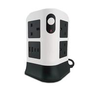 AIBULO 8 Gang Surge Protected Extension Lead with USB-C & USB-A, 3-Layer Vertical Multi Plug Power Strip with Switches, 3250W, Flame Retardant, 1.8M Cable for Home, Office & Desk Use