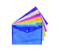 Aibulo A4 Document Folders Pack of 5 - Durable Plastic Popper Wallets with Snap Button Closure, Waterproof Material, and Transparent Design for Organizing Office, School, and Home Paperwork