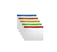 AIBULO A4 Plus Zip Bags 50 Pack - Extra Large Plastic Zip Wallets with Writable Label Strip & Colour Zip Closures | Heavy Duty Waterproof Document Pouches for School, Office, Artwork & Filing