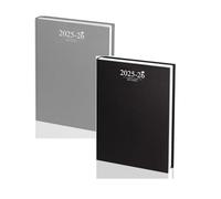 AIBULO Academic Diary 2025-2026 Pack of 2 (Black + Grey) | A4 Day a Page Diary | Aug 2025 - July 2026 Mid-Year Planner | Hardback Daily Organiser for School & Office