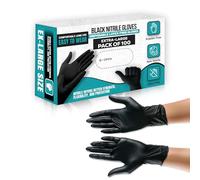 AIBULO Black Nitrile Disposable Gloves Extra Large - 100 Pack, Latex-Free Powder-Free Examination Gloves, Food Safe, Puncture Resistant for Cleaning, Cooking & Medical Use