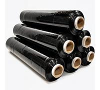 Aibulo Black Pallet Wrap Heavy Duty - 6 Rolls Stretch Shrink Wrap 400mm x 150m | Industrial Strength Pallet Stretch Film | Tear Resistant, Waterproof Packaging Wrap for Moving & Shipping