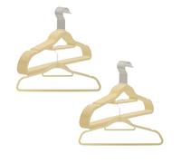 AIBULO Cream Velvet Clothes Hangers Pack of 10 - Slim, Non-Slip with Chrome 360° Swivel Hook & Built-In Bar for Coordinated Outfits - Stylish & Compact Wardrobe Solution for Shirts, Coats & Dresses