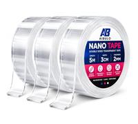 AIBULO Double Sided Nano Tape 5M x 3CM x 2MM- 3 Roll| Clear Removable Adhesive Mounting Tape, Reusable Strong Double Sided Sticky Tape for Wall Decor, Carpet, Pictures & DIY Use