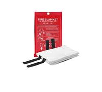 AIBULO Emergency Fire Blanket Pack of 2 - 1m x 1m Fiberglass Fire Suppression Blankets for Kitchen, Home, Car, Garage, Caravan, Camping - Heat Resistant Fire Safety Blankets with Wall Mount Pouches