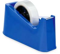 Aibulo Heavy Duty Tape Dispenser with Clear Tape Roll & Extra Spindle - Weighted Non-Slip Desktop Sellotape Dispenser, One-Hand Use for Packing, Office, Home & Parcel Tape (Blue)