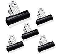 AIBULO Jumbo Bulldog Clips 70mm - Pack of 5 Heavy Duty Binder Clips with Magnetic Back, Large Black Clips for Documents, Office Supplies, Holds 195 Sheets, Rust-Resistant Paper Clips