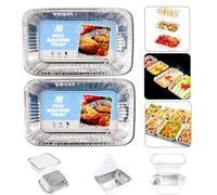 AIBULO Pack of 2 Large Aluminium Foil Roasting Trays 32x26cm | Heavy-Duty Disposable Baking & Cooking Trays | Oven & Freezer Safe | Eco-Friendly Food Containers for Storage & Meal Prep