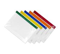 AIBULO Pack of 25 A3 Zip Bags - Coloured A3 Document Folders with Zipper Closure - Reusable Plastic Zip Wallets for Office, School, Filing & Storage |Durable Storage Wallets