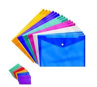 AIBULO Pack of 5 A5 Popper Wallets - Assorted Colour Plastic Document Folders for School, Office & Home - Compact Filing Wallets for Notes, Receipts & Paperwork Organisation