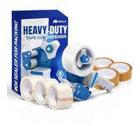AIBULO Packing Tape & Dispenser Set with 3 Tape Guns, 24 Brown Packing Tape & 48 Clear Packing Tape Rolls - 48mm Parcel Tape for Moving Boxes, Shipping & Packaging