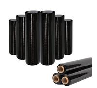 Aibulo Premium Black Pallet Wrap - Pack Of 3 Rolls - 400mm x 150m - Heavy-Duty Industrial Stretch Film for Packing, Moving, and Packaging - Tear Resistant, Moisture Proof, Easy to Use - Shrink Wrap