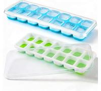 AIBULO Silicone Ice Cube Tray with Lid, 14-Cube Flexible Ice Cube Mould, BPA-Free Silicone Ice Tray for Freezer, Easy Release Ice Cube Maker for Whiskey, Cocktails, Drinks & Food Freezing