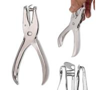 AIBULO Single Hole Punch - Pack of 2 | 6mm Metal One Hole Puncher | Chrome Handheld Hole Punch for Scrapbooking, Cards, Tags, Crafts, Paper, DIY, Office | 10 Sheet Capacity, Waste Catcher
