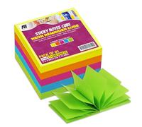 AIBULO Sticky Notes Cube 400 Sheets - 76x76mm Self-Stick Neon Note Pads - Bright 3x3 Sticky Notes for Home, Office, School - Strong Adhesive, Repositionable, Ideal for Reminders & to-Do Lists