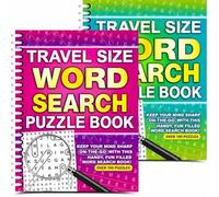 AIBULO Word Search Puzzle Books Pack of 2 Spiral Bound Travel Sized Puzzles