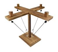 AICARGER Hook Toss Game, Ring Toss Game, Handmade Wooden Ladder, Throwing Hook and Ring Battle Game for Family