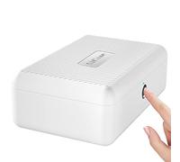 AICase Biometric Fingerprint Storage Box,Portable Cash Jewelry Security Case Lock Box Safe,Combination Lock for Car, Home,Office Travel White_01