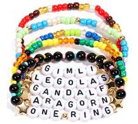 AICase for Lord of the Rings Merch Gifts Inspired Bracelets 5 Pcs Stackable Stretch Beaded Friendship Bracelets Costume Outfit Poster Sticker Book Stuff Merchandise Gifts for Fans Birthday