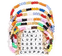 AICase for Pirate Anime Merch Piece Gifts Inspired Bracelets 6 Pcs Stackable Stretch Beaded Friendship Bracelets Anime Coustume figure Outfit Shirt Poster Sticker Merchandise Gifts for Fans Birthday