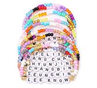 AICase for Stray Kids Merch SKZ Gifts Inspired Bracelets 9 Pcs Stackable Stretch Beaded Friendship Bracelets Party Decorations Costume Cosplay Merchandise Gifts for Fans Women Birthday Christmas_1